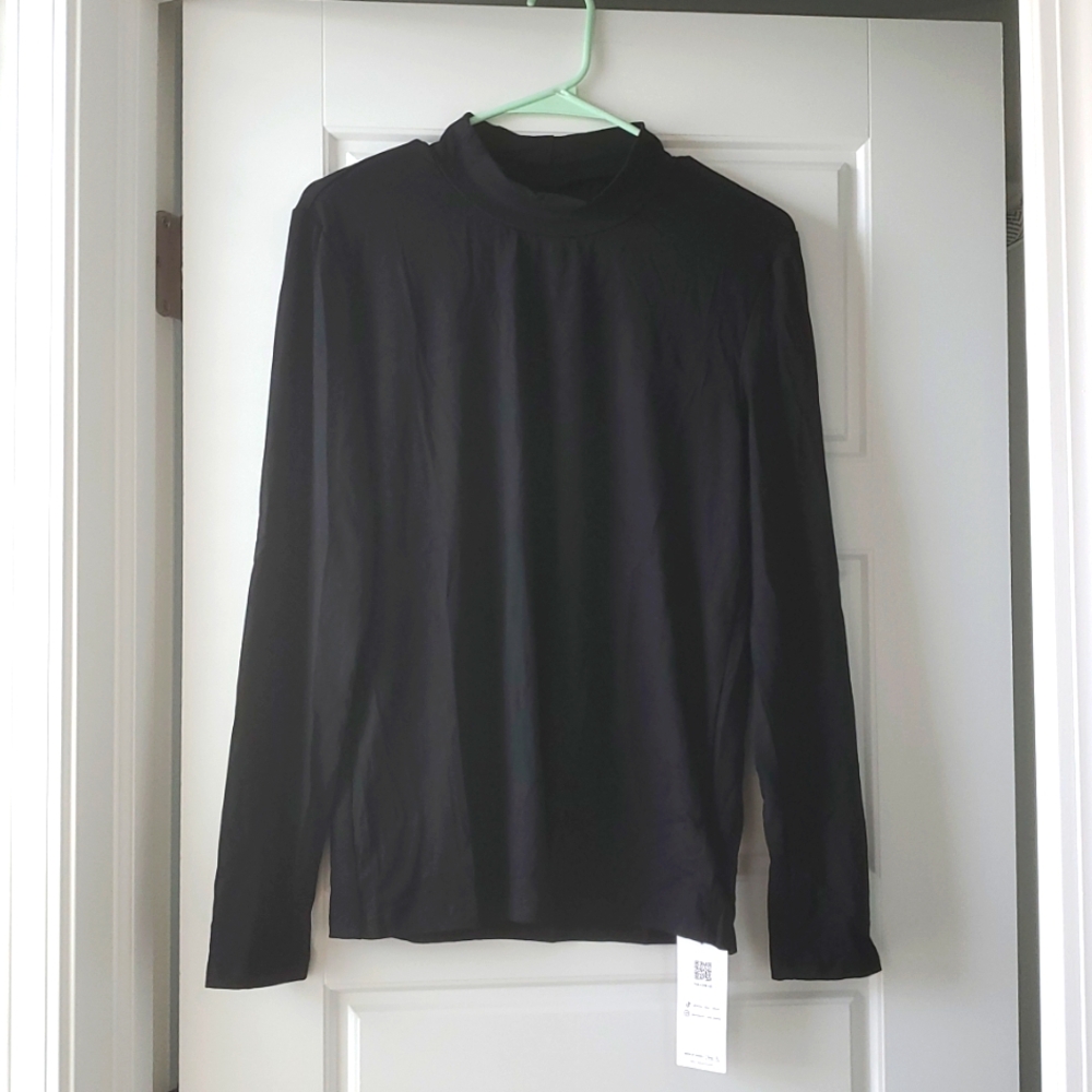 Shein Dazy Black Mockneck Long Sleeve Top (Womens M)